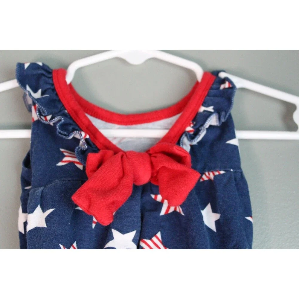 Koala Kids Red White Blue Patriotic 4OJ Ruffle Romper Baby Girls Newborn